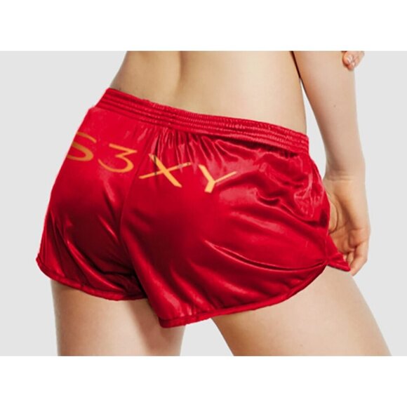 Tesla S3XY Short Shorts Size L Limited Edition Elon Musk Red Satin